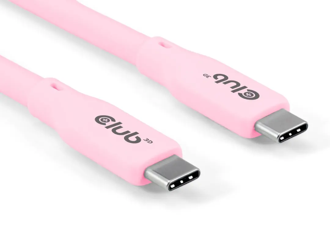 Club3D USB4 Gen2x2 Type-C Kabel 2m - Roze - 4K60Hz PD 240W - afbeelding 6 van 6