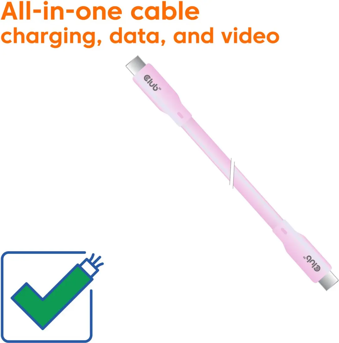 Club3D USB4 Gen2x2 Type-C Kabel 2m - Roze - 4K60Hz PD 240W