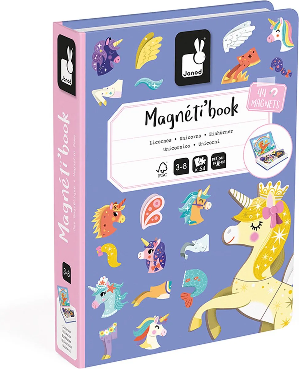 Janod Magnetibook Unicorn Magneetboek - 44 Magneten