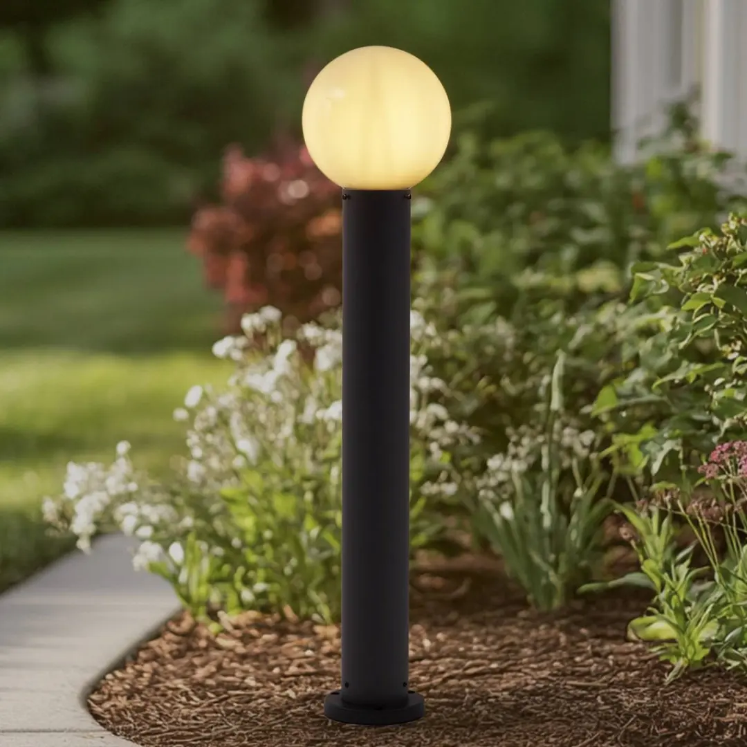 Lindby Tuinpadverlichting Glas Aluminium 15W E27 - H90cm - Wit/Zwart
