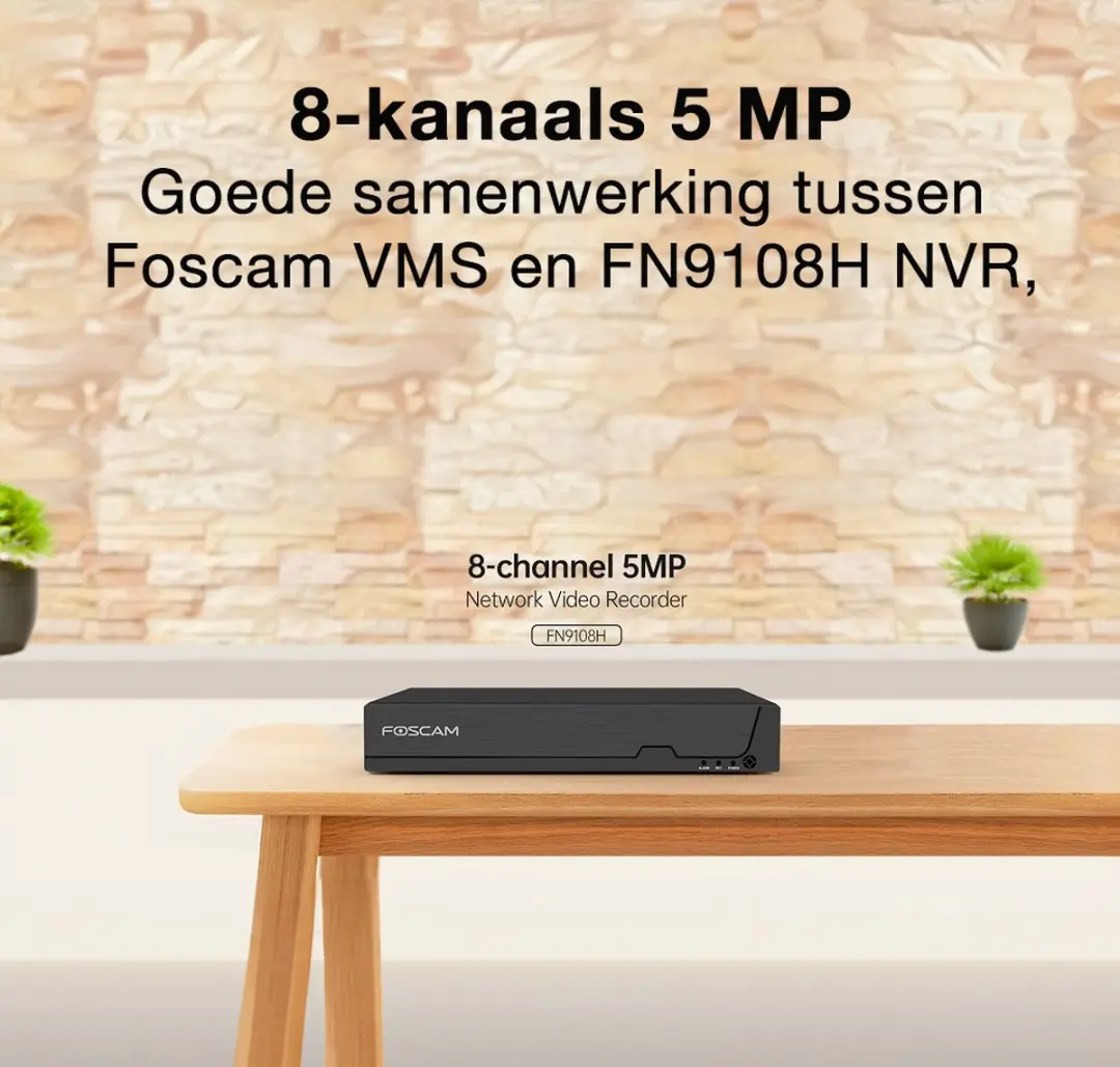 Foscam FN9108H NVR 8 Kanalen 5MP - 16TB - Zwart