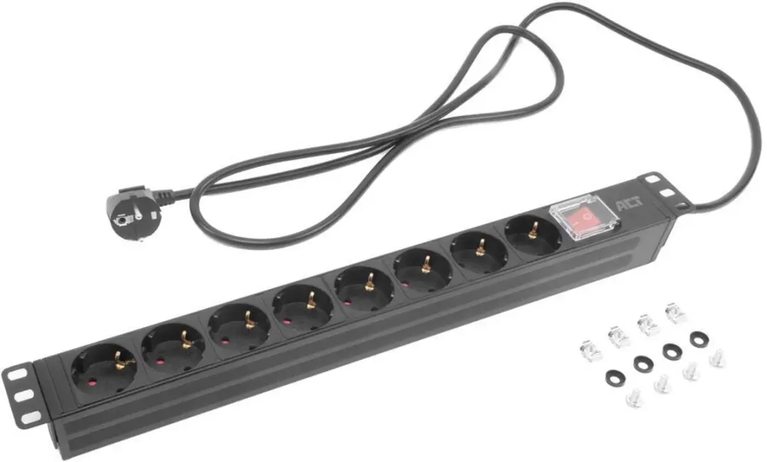 ACT Stekkerdoos PDU 9-voudig 3m 4000W - Zwart - afbeelding 6 van 6