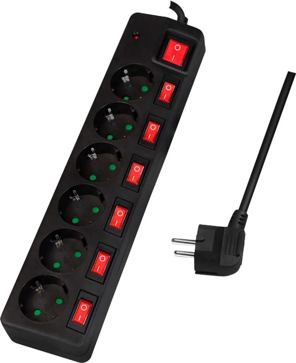 Logilink LPS233 Overspanningsveilige stekkerdoos 6-voudig - Zwart - afbeelding 6 van 6