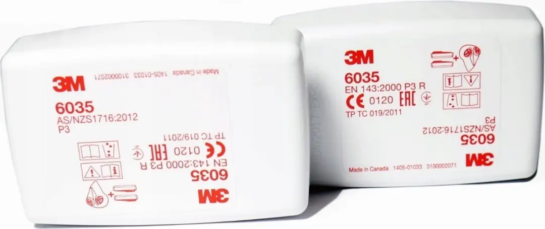 3M 6035 Stoffilterset P3 - 2 Stuks - Wit/Zwart