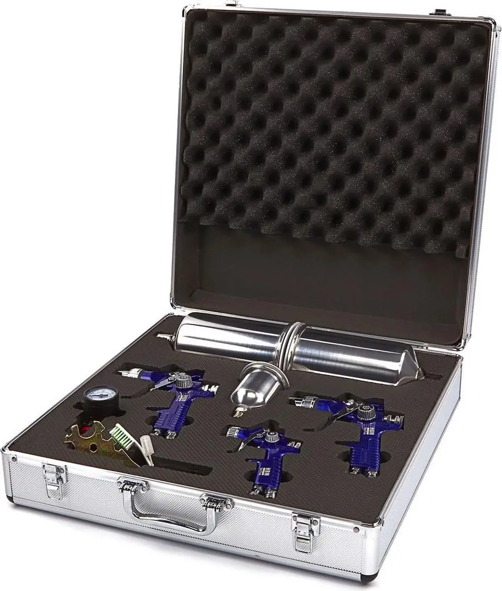 HBM 8-delige Verfspuitenset Toolsidee - 0.60L - Aluminium Beker