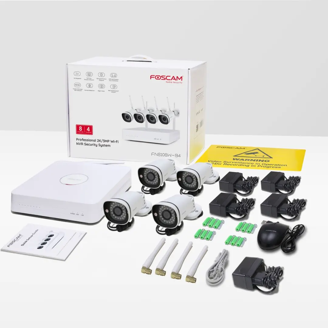 Foscam FN8108W-B4-1T Beveiligingscamera Set - 4 Stuks - 3MP - 1TB - Wit
