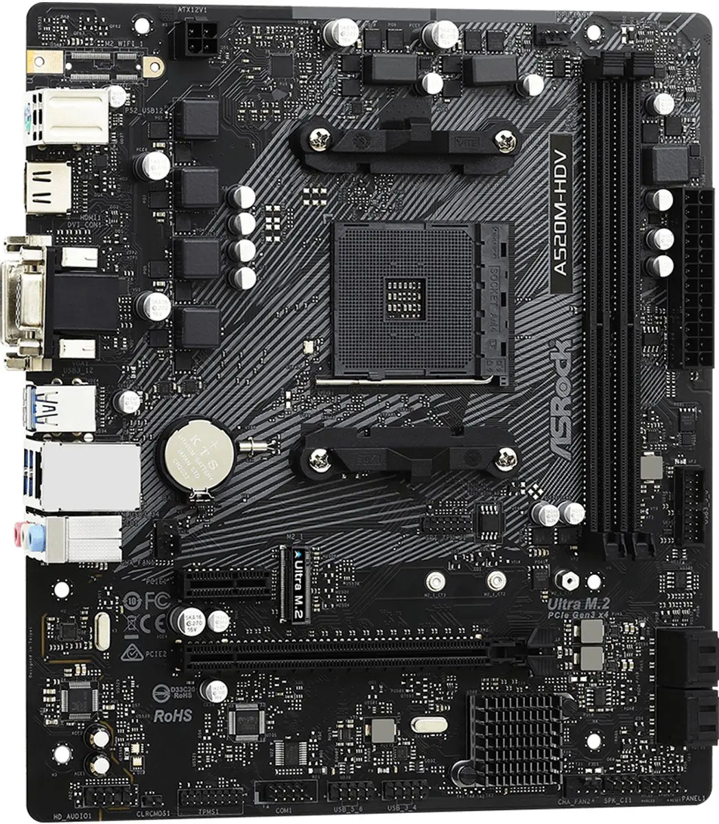 ASRock A520-HDV Moederbord - AM4 mATX