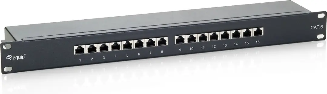 Equip Patchpanel 16x RJ45 Cat6 19" 1HE - Zwart