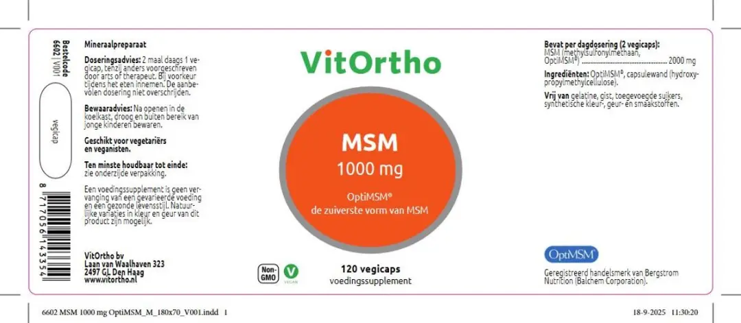 VitOrtho MSM 1000mg 120 Capsules