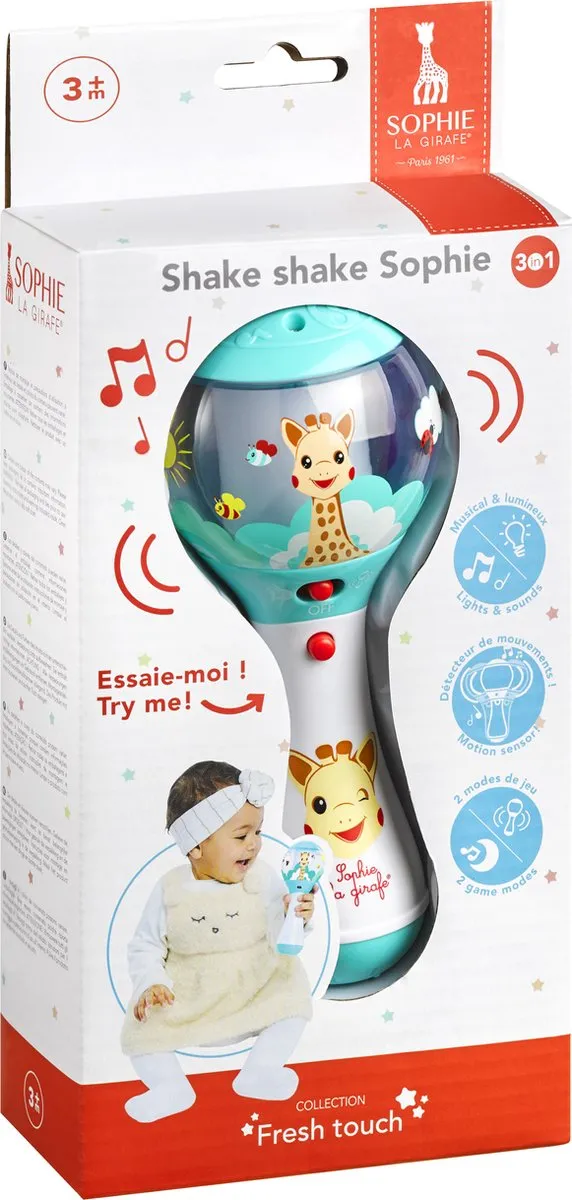 Sophie de Giraf Shake Shake Rammelaar - Muziekrammelaar - 16x7cm - Multi - afbeelding 6 van 6