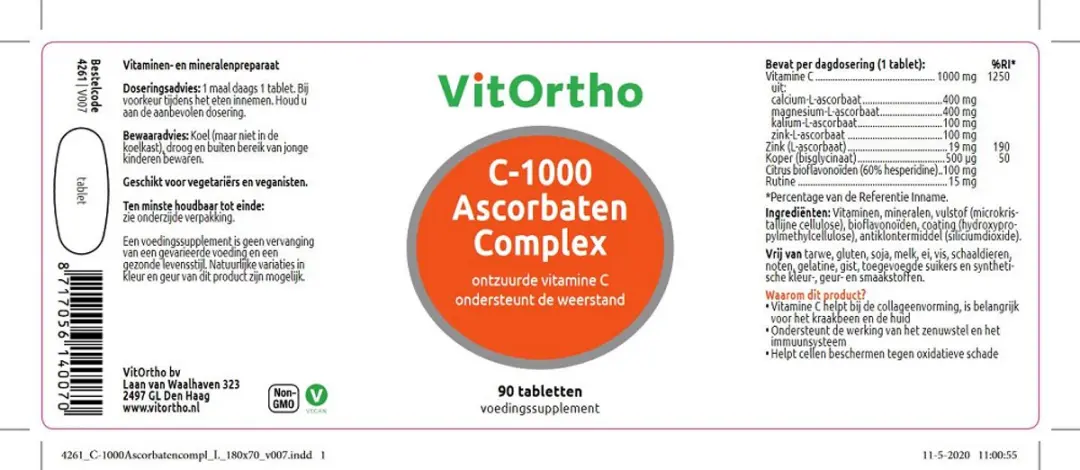 VitOrtho C-1000 Ascorbaten Complex 90 Stuks