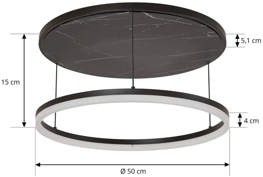 Lucande LED Plafondlamp 50cm - 1 Lichtpunt - Dimbare Metaal - Warm Wit 4150K