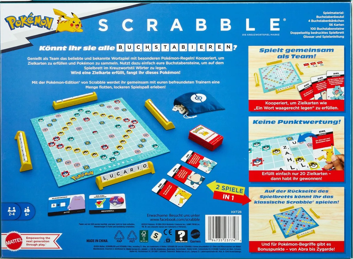 Mattel Games Scrabble Pokémon Bordspel - 2-4 Spelers