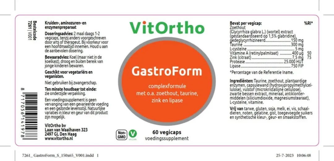 Vitortho GastroForm 60 vegacapsules