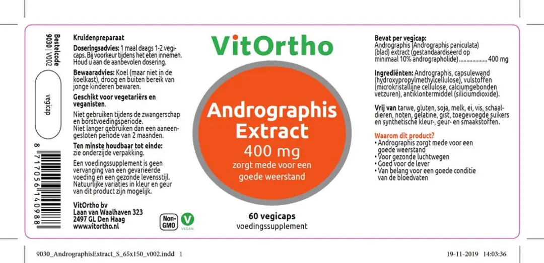 VitOrtho Andrographis Extract 400mg - 60 Vegicaps