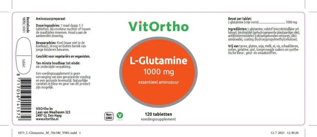 VitOrtho L-Glutamine 1000mg - 120 Tabletten