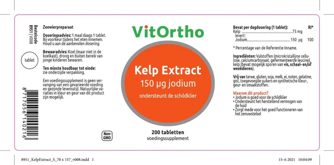 VitOrtho Kelp Extract Tabletten 200 Stuks - 200mg