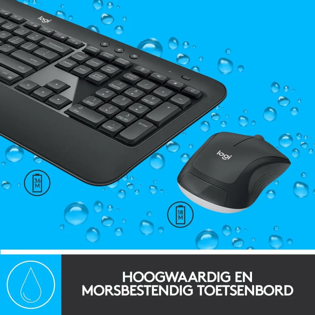 Logitech MK540 Advanced Draadloze Toetsenbord & Muis Set AZERTY - 3 Knoppen - Zwart