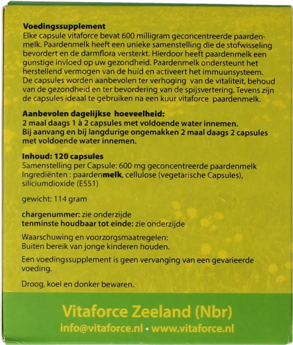 Vitaforce Paardenmelk Capsules 120 Stuks