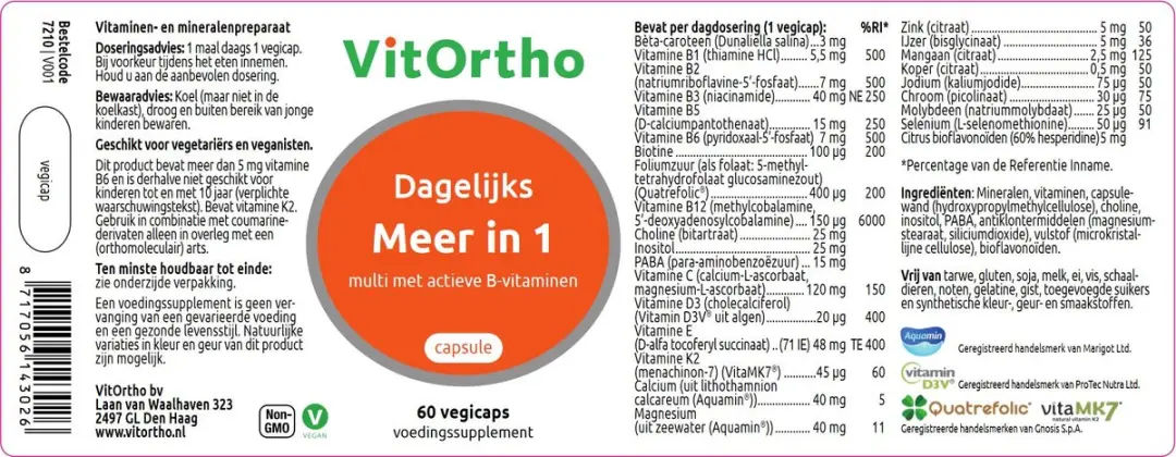 VitOrtho Meer in 1 Dagelijks 60 Vegicaps
