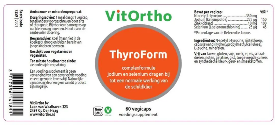 VitOrtho ThyroForm 60 Vegetarische Capsules