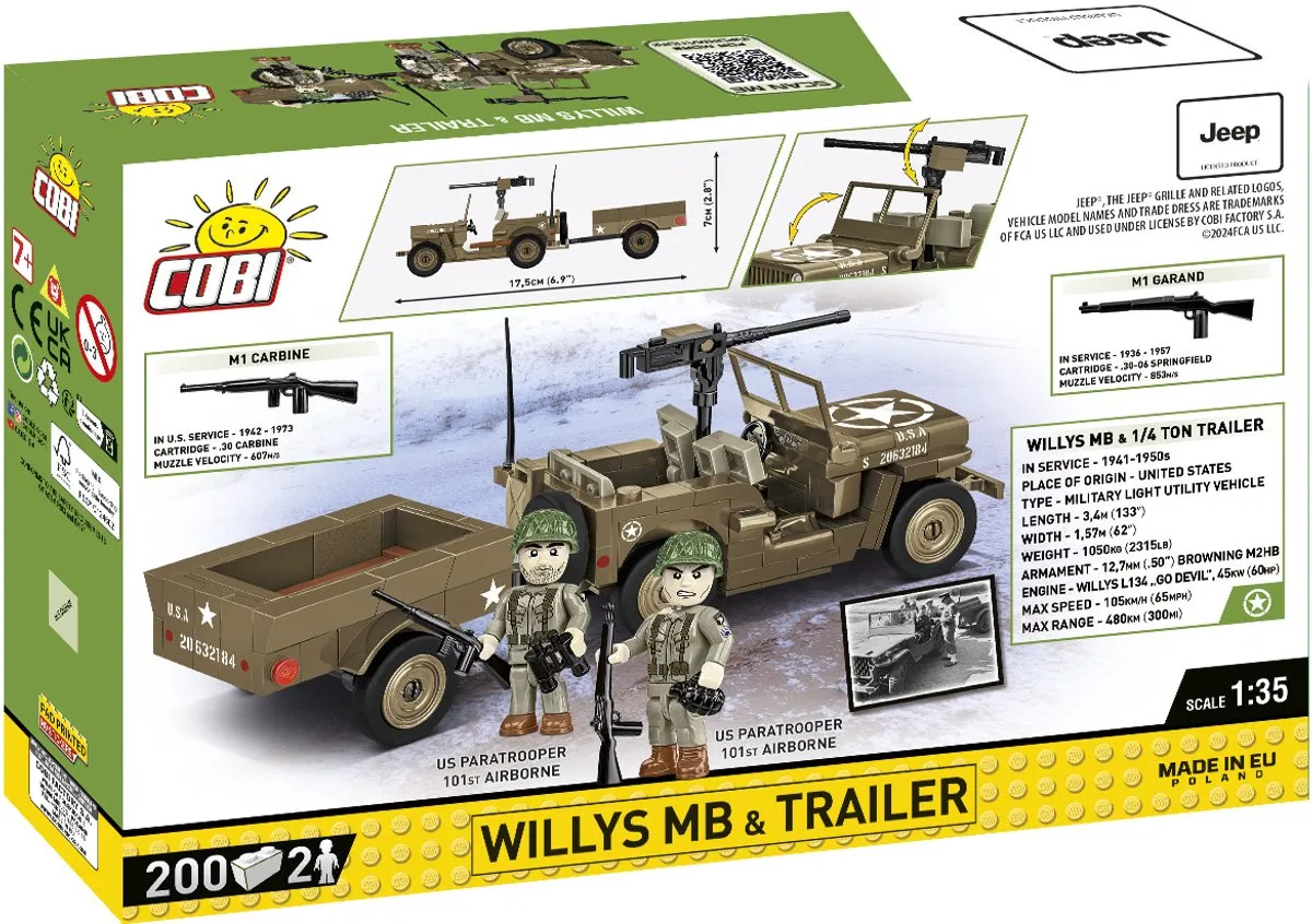 Cobi 3132 Willys MB & Trailer - 200 Stukken - Meerkleurig