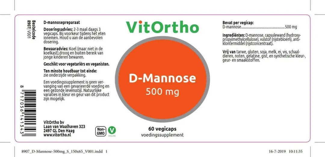 VitOrtho D-Mannose 500mg - 60 Vegicaps