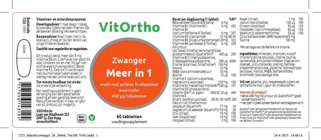VitOrtho Meer in 1 Zwanger 60 Tabletten