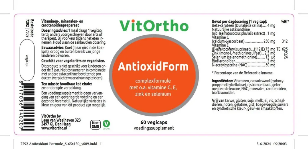 VitOrtho AntioxidForm 60 Vegicaps