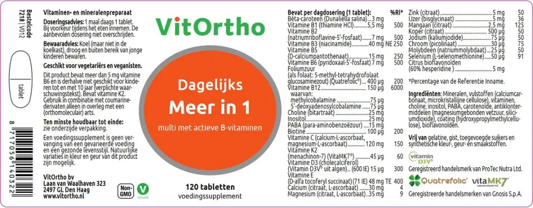 VitOrtho Meer In 1 Dagelijks 120 Tabletten