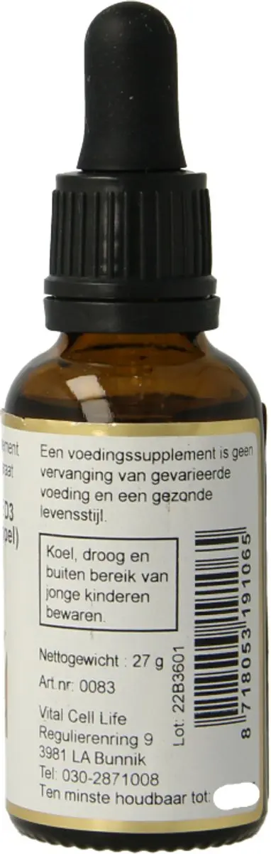 Vital Cell Life Vitamine D3 25mcg Druppels 30ml