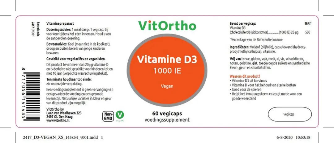 VitOrtho D3 1000 IE Softgels - 60 Stuks