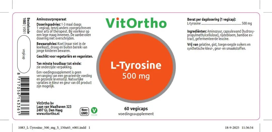 VitOrtho L-Tyrosine 500mg 60 Vegicaps