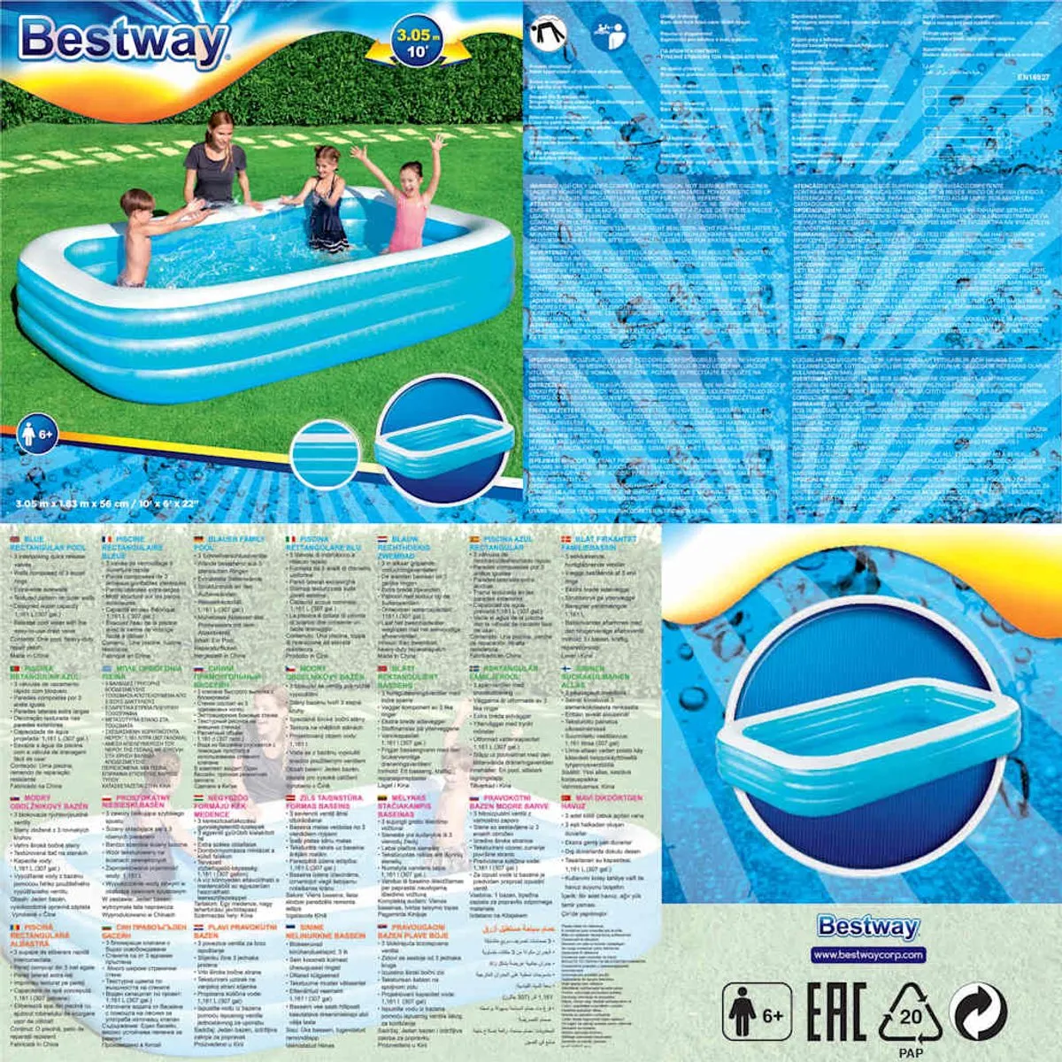Bestway Deluxe Familiezwembad 305x183cm - Blauw