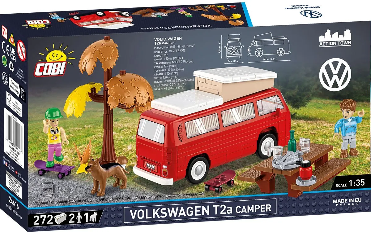 Cobi 24616 VW T2A Camper - 272 Stukken - 2 Minifiguren - Rood/Wit