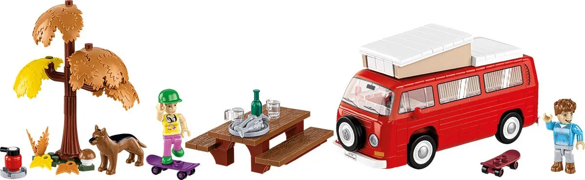 Cobi 24616 VW T2A Camper - 272 Stukken - 2 Minifiguren - Rood/Wit - afbeelding 6 van 6