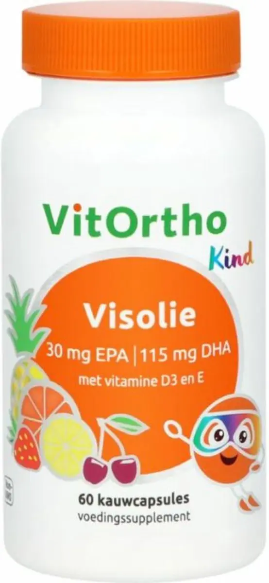 VitOrtho Visolie Kind Kauwtabletten 60 Stuks - 30mg EPA/115mg DHA