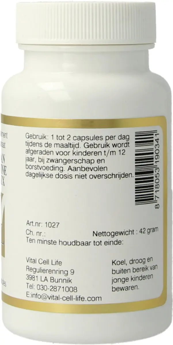 Vital Cell Life Mangaan/L-Arginine Complex 100mg - 100 Stuks