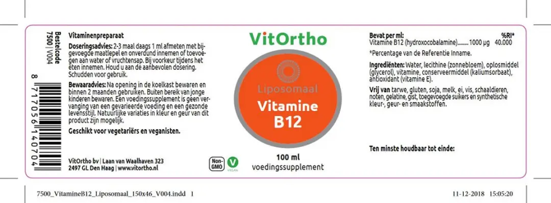 VitOrtho Vitamine B12 Liposomaal 100ml