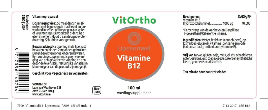 VitOrtho Vitamine B12 Liposomaal 100ml