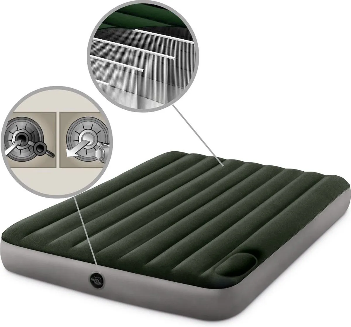 Intex Downy Luchtbed 2 Persoons - 203x152x25cm Groen