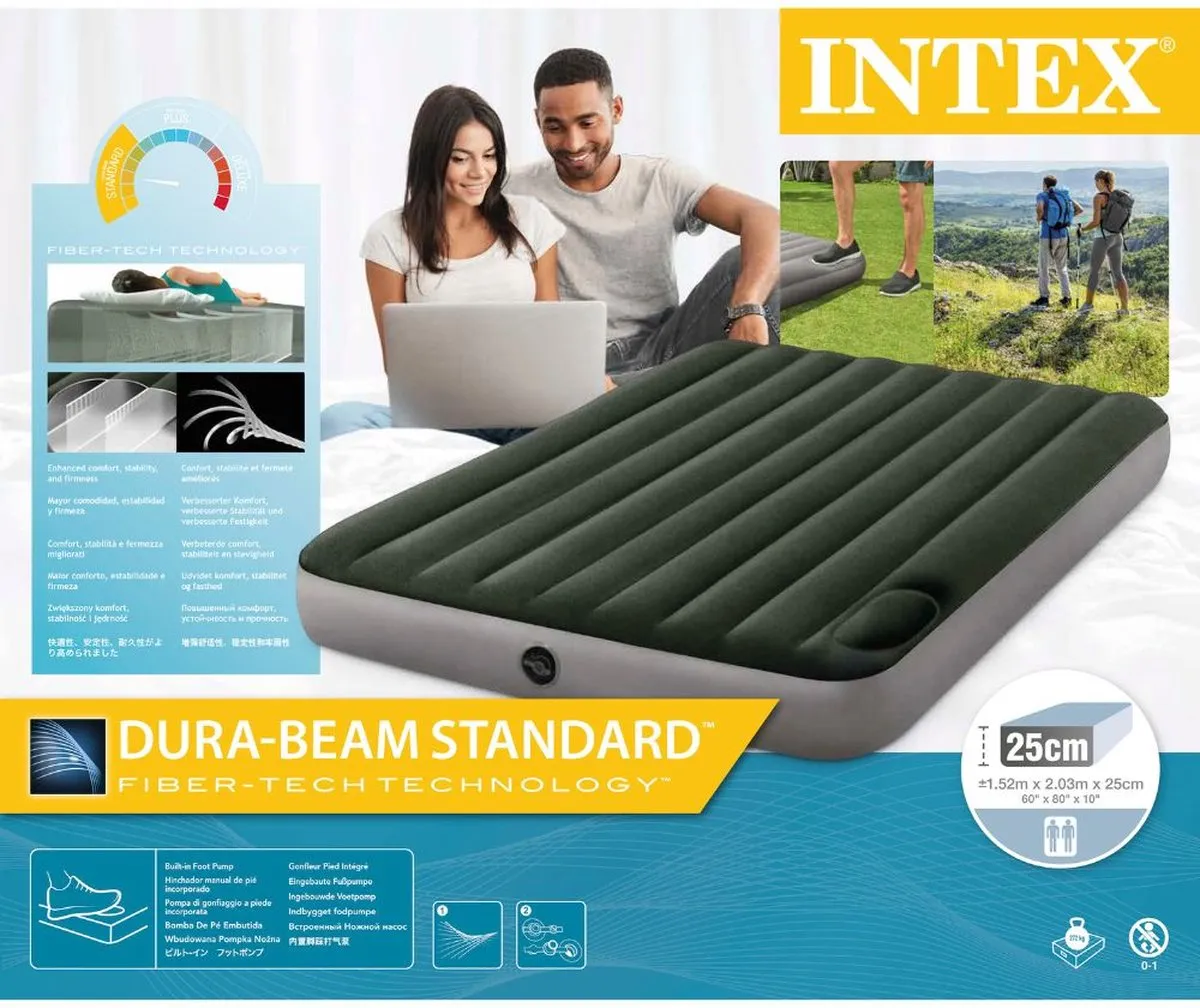 Intex Downy Luchtbed 2 Persoons - 203x152x25cm Groen