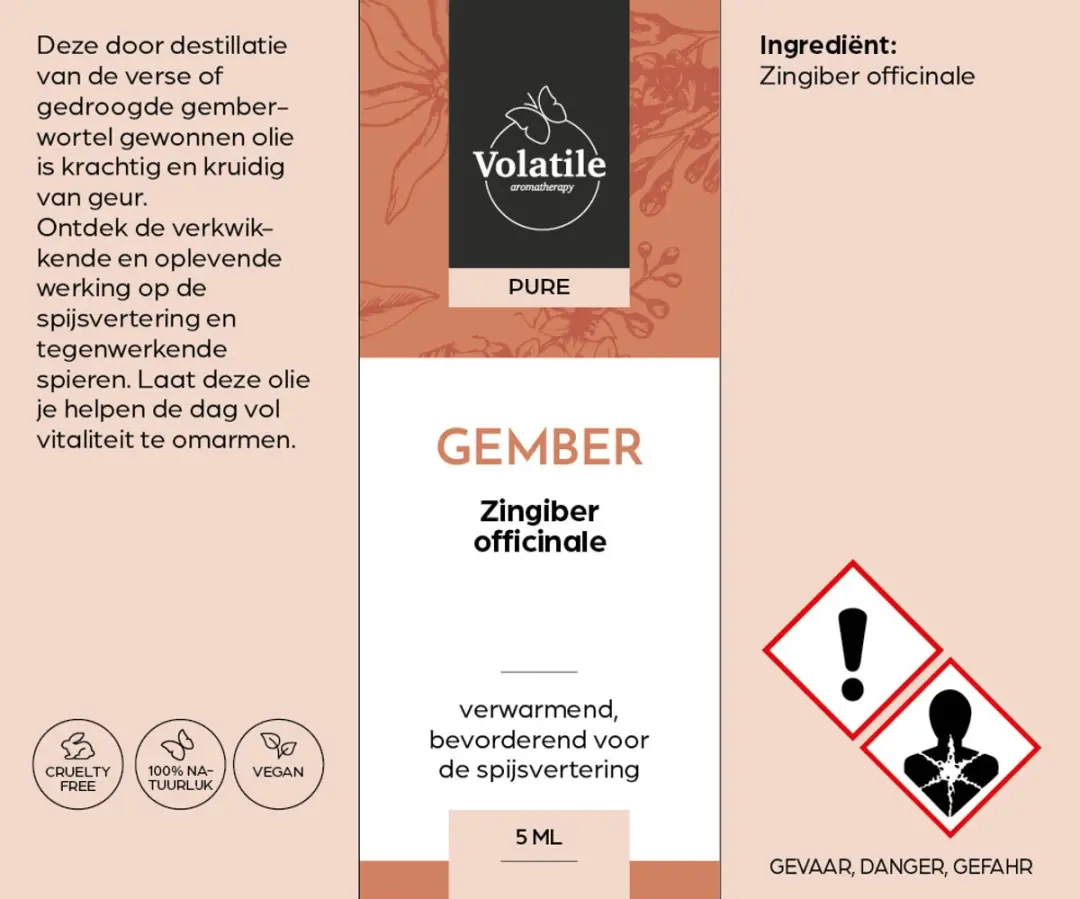 Volatile Gember Etherische Olie 5ml - 5 Stuks