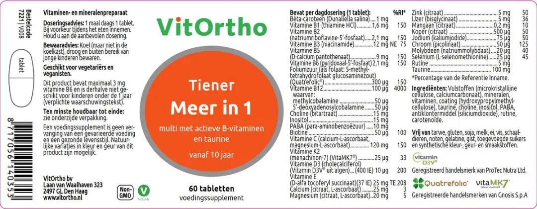 VitOrtho Meer in 1 Tiener 60 tabletten