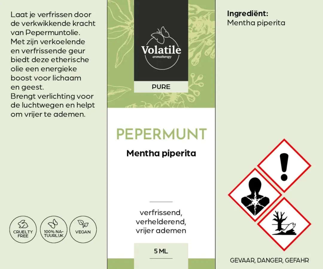 Volatile Pepermunt Etherische Olie 5ml - 5 Stuks