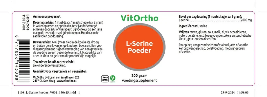 VitOrtho L-Serine Poeder 200g