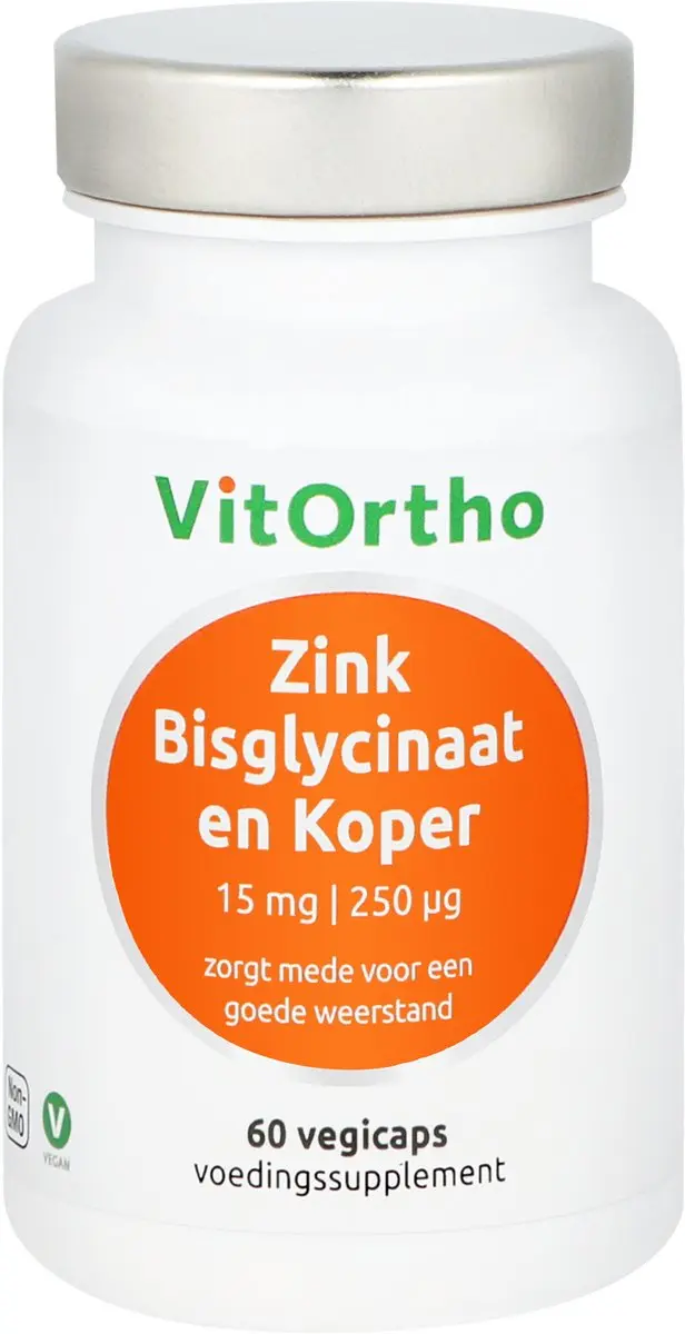 VitOrtho Zink Bisglycinaat 15mg & Koper 250µg