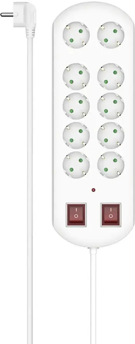 Hama 10-voudige Stekkerdoos met Schakelaar 3680W - Wit