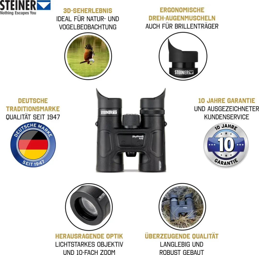 Steiner SkyHawk 4.0 10x32 Verrekijker - 32mm - Zwart - afbeelding 2 van 6