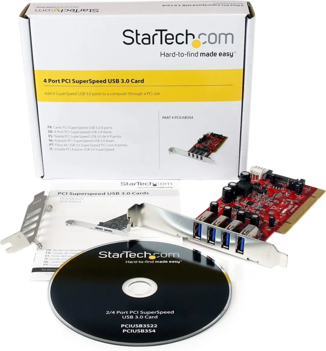 Startech PCIUSB3S4 USB 3.0 Kaart - 4 Poorten - Zilver